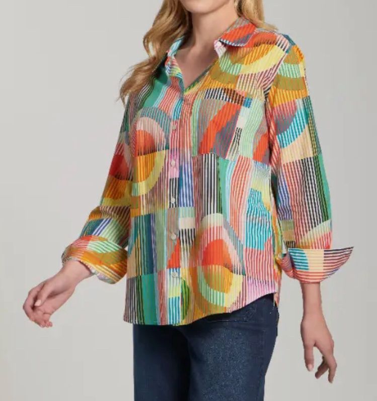 BOYFRIEND BUTTON UP- BRIGHT MULTI