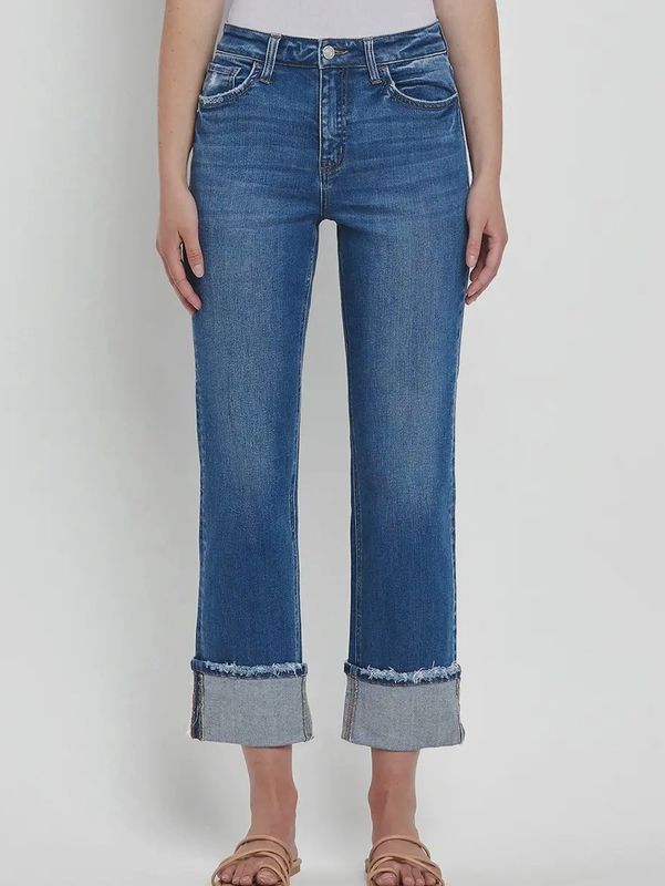 VERVET HIGH RISE CUFFED STRAIGHT DENIM