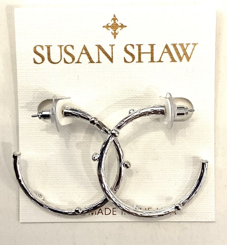 1486S-SILVER DOTTED HOOP EARRING