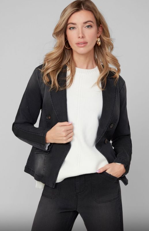 RENUAR BLACK WOVEN DENIM JACKET