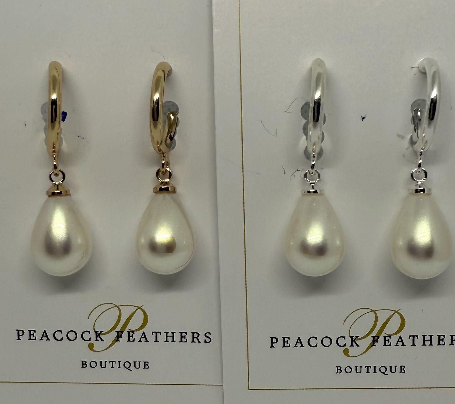 WATER RESISTANT PEARL DROP EARRINGS (GOLD OR SILVER)