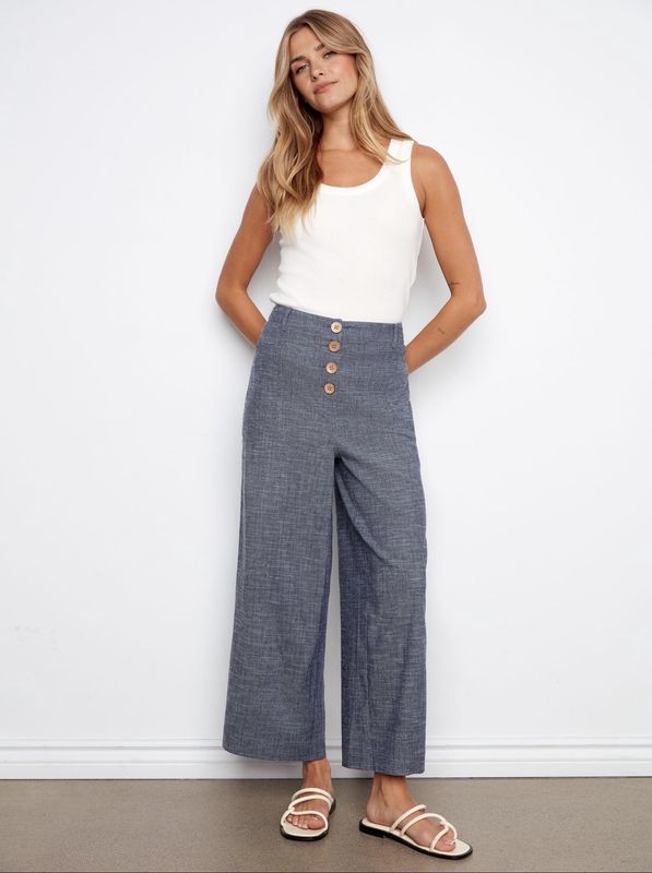 CHARLIE B STRETCH LINEN TWILL- INDIGO