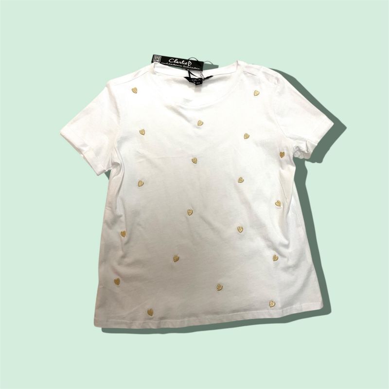 EMBROIDERED  COTTON JERSEY TOP W/RIBBED CUFF