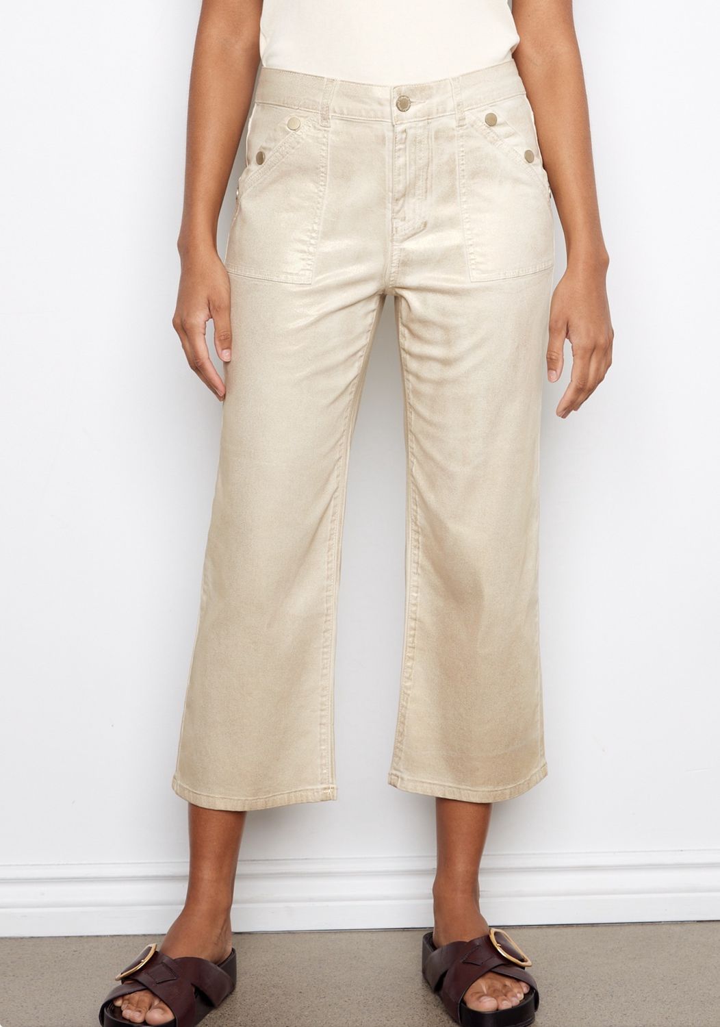 CHARLIE B FOILED TWILL CROP