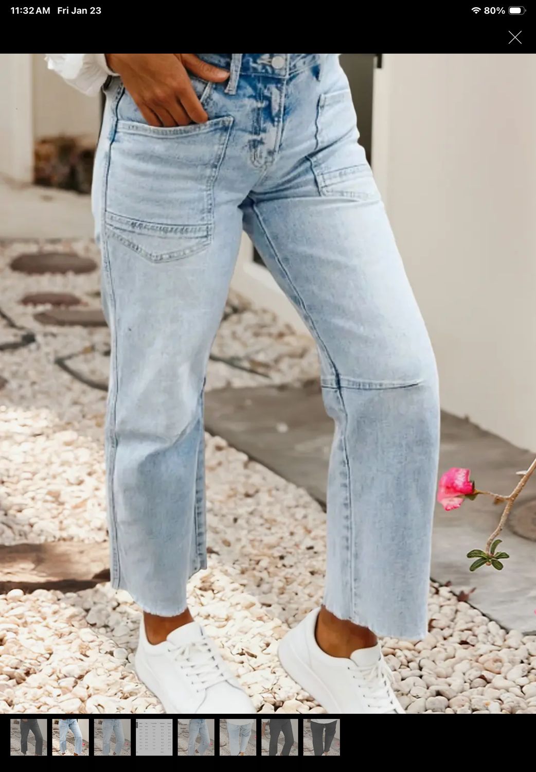 BEAU BLUE SPRING FRAYED CROP JEANS-