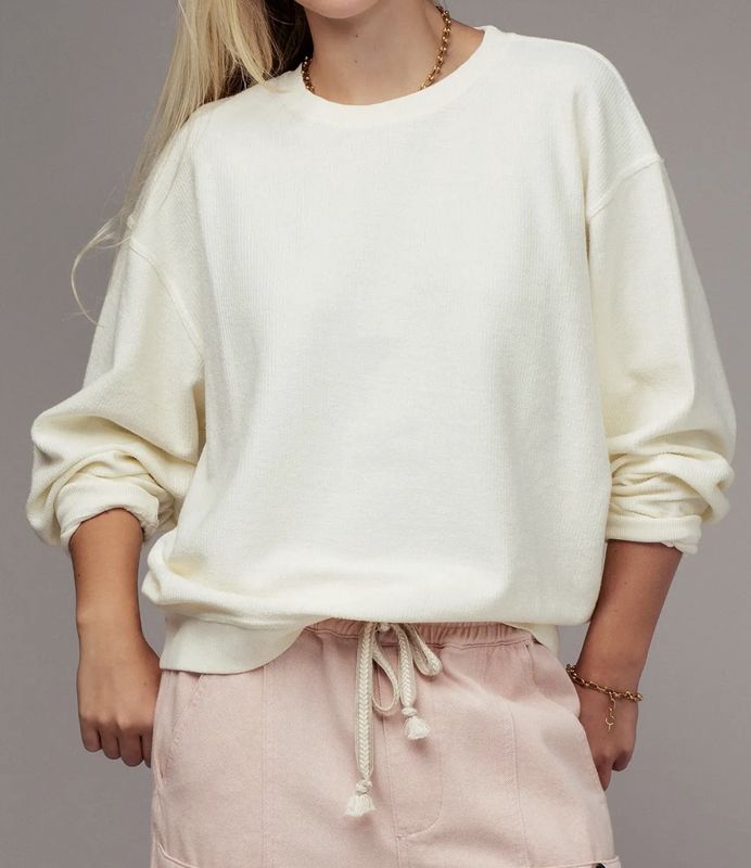 OVERSIZED VINTAGE WASH RIBBED COTTON SWEATER