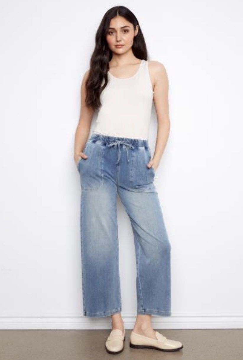 CHARLIE B KNIT DENIM WIDE LEG JOGGER