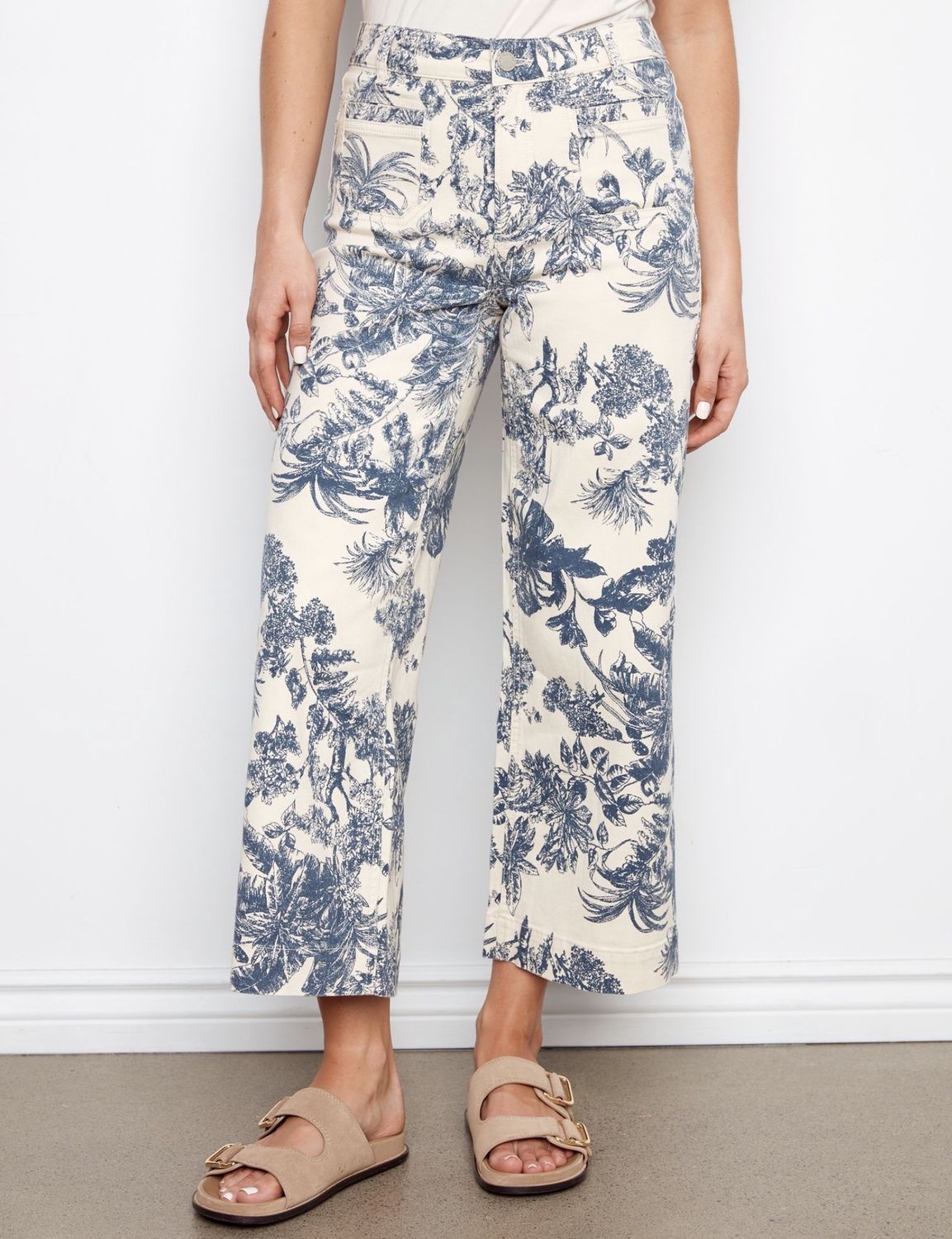 CHARLIE B PRINTED FLEX TWILL PANT