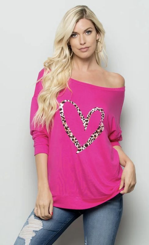 PLUS SIZE LEOPARD HEART TOP