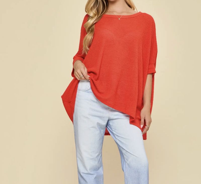 PLUS SIZE CROCHET KNIT TOP ( red or navy)