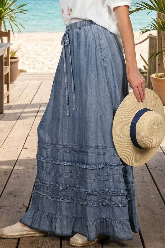 MEGAN CHAMBRAY MAXI  V1S83151: Washed Denim / S