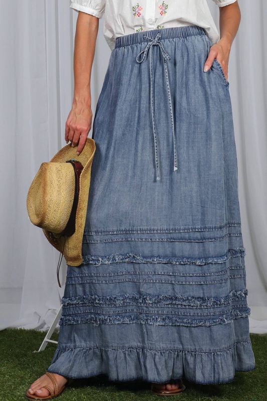 MEGAN CHAMBRAY MAXI  V1S83151: Washed Denim / S