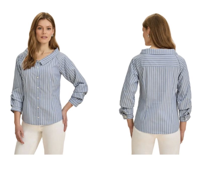 FDJ V-NECK STRIPE BLOUSE