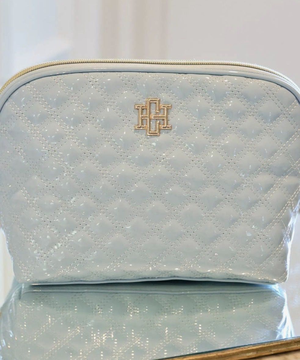 CAPRI BLUE PATENT LARGE POUCH