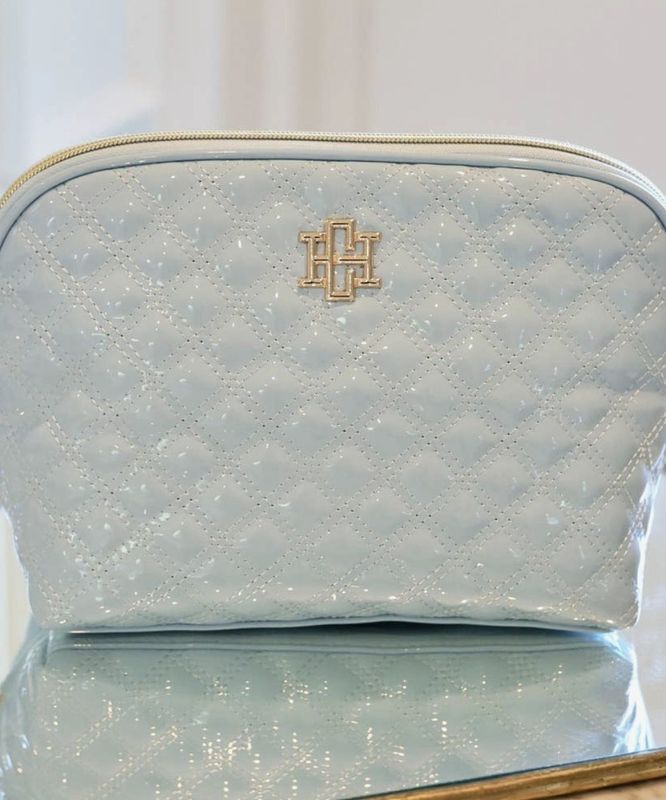 CAPRI BLUE PATENT LARGE POUCH