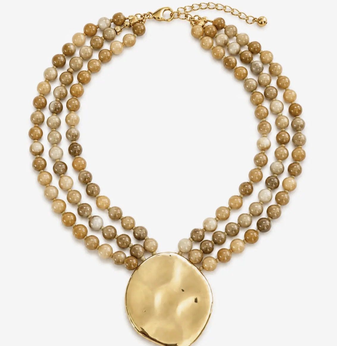 MARBLED BEADS STATEMENT NECKLACE-BROWN