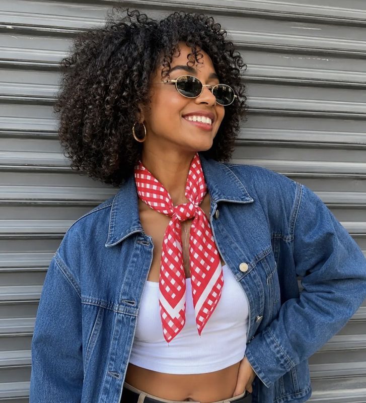 FRENCH PICNIC RED GINGHAM SCARF