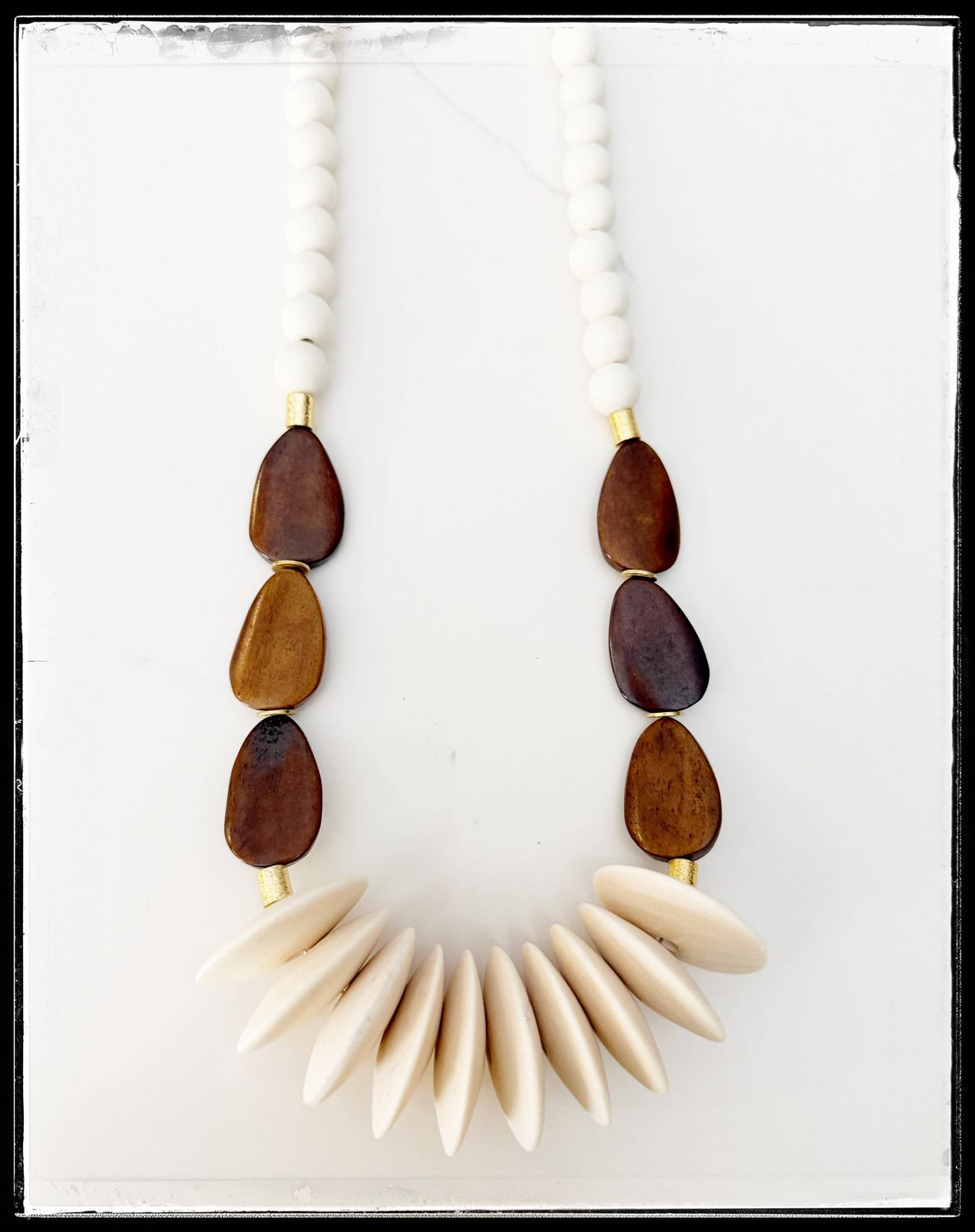 AFRICAN BONE/WOOD STATEMENT NECKLACE