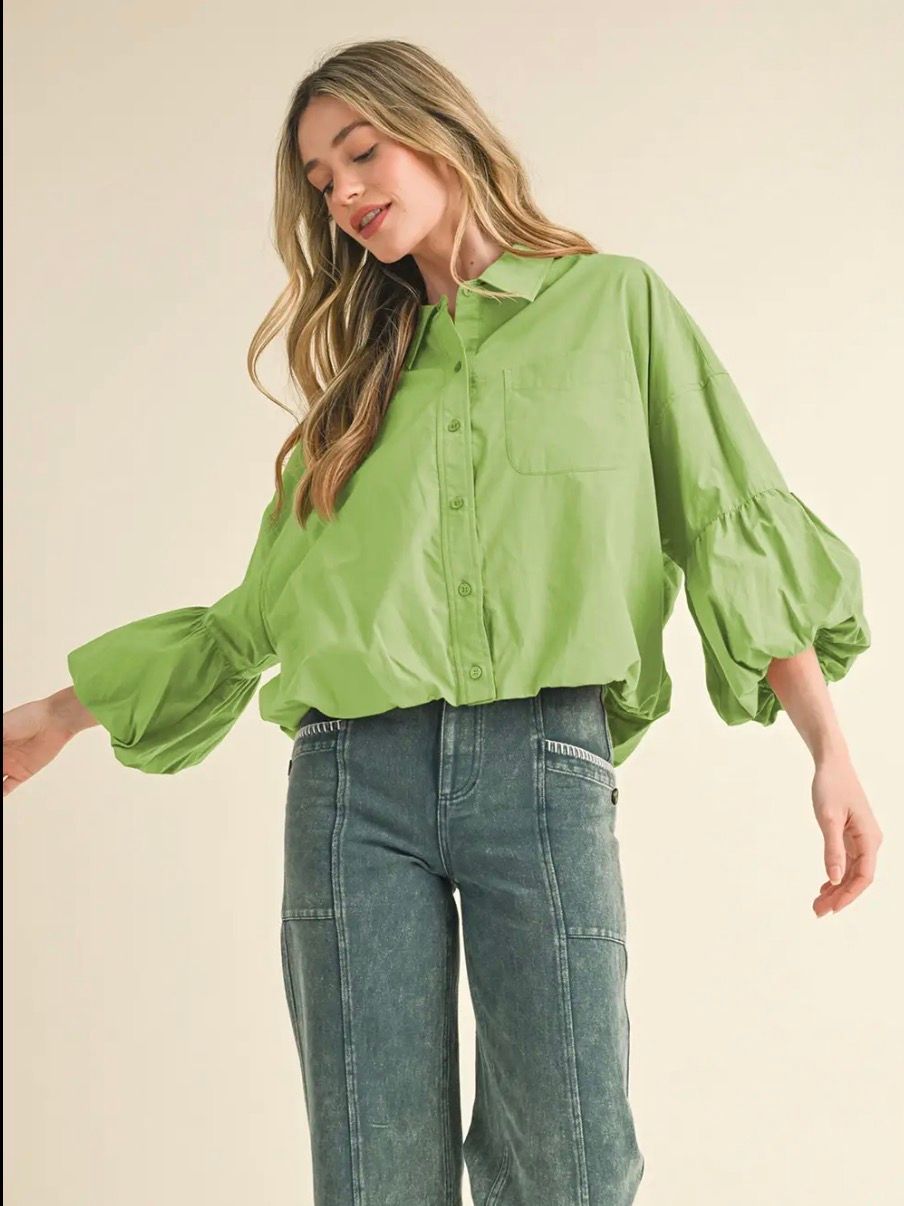 AVOCADO BUBBLE HEM TOP