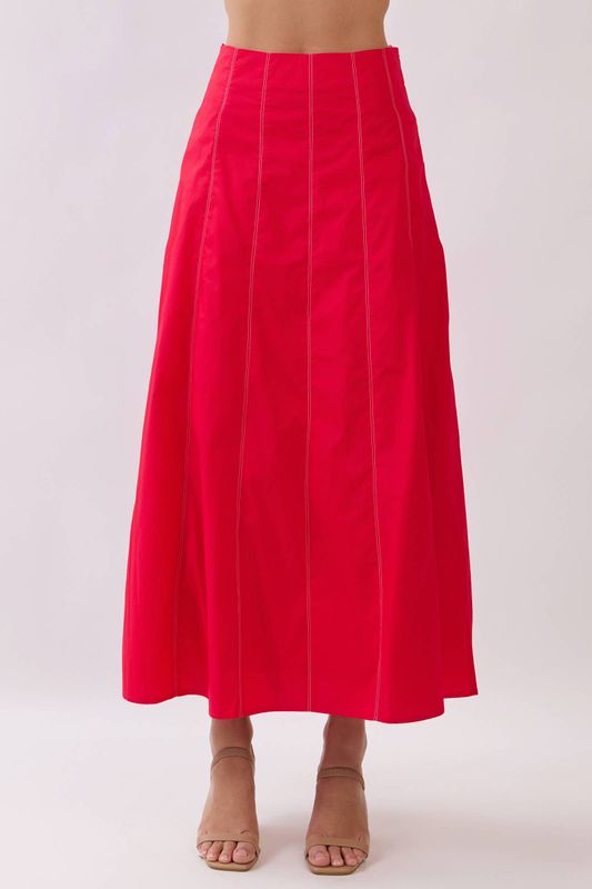 CS4058-Cotton Panel construction Maxi Skirt