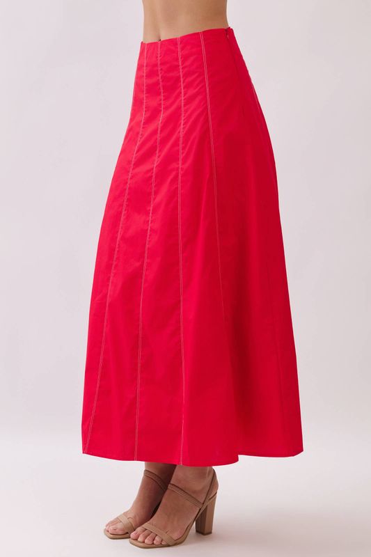 CS4058-Cotton Panel construction Maxi Skirt