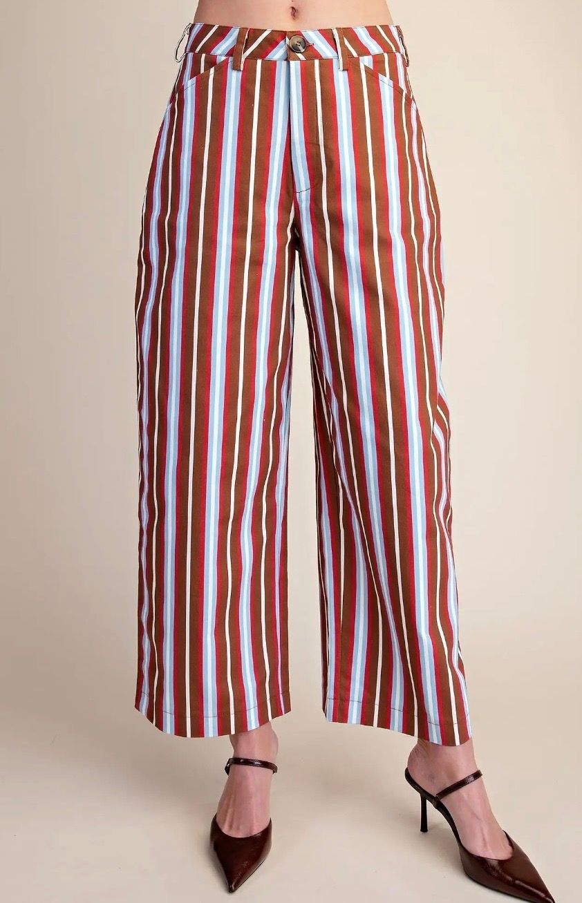 CAMEL/BLUE STRIPE PANT