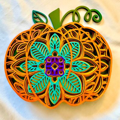 Multilayered Wood Pumpkins Assorted Colors