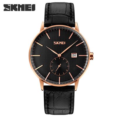 Skmei Large Dial Men&#39;s Classic Business Watch 9273 Leather Strap Two Pin And A Half Calendar Men&#39;s Watch Batch