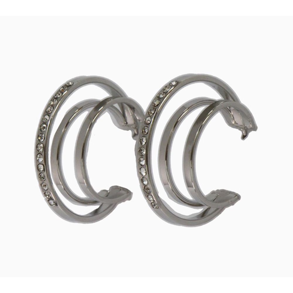 West &amp; Co 1&quot; Silver &amp; Rhinestone Multi Hoop Earing E984S