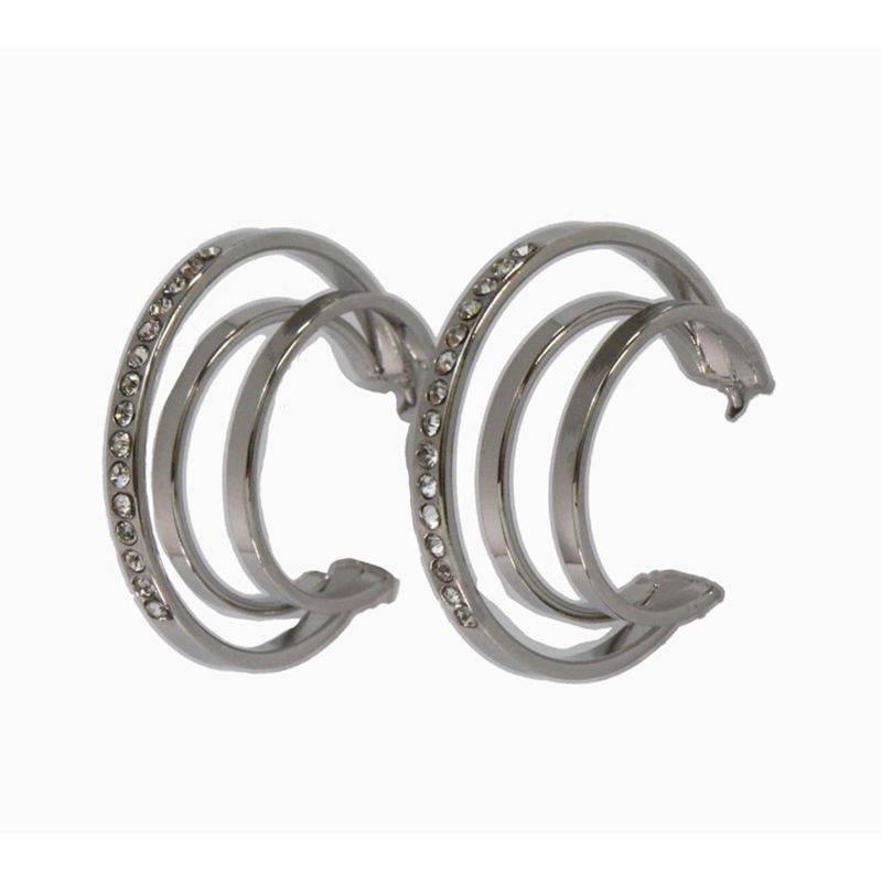West &amp; Co 1&quot; Silver &amp; Rhinestone Multi Hoop Earing E984S