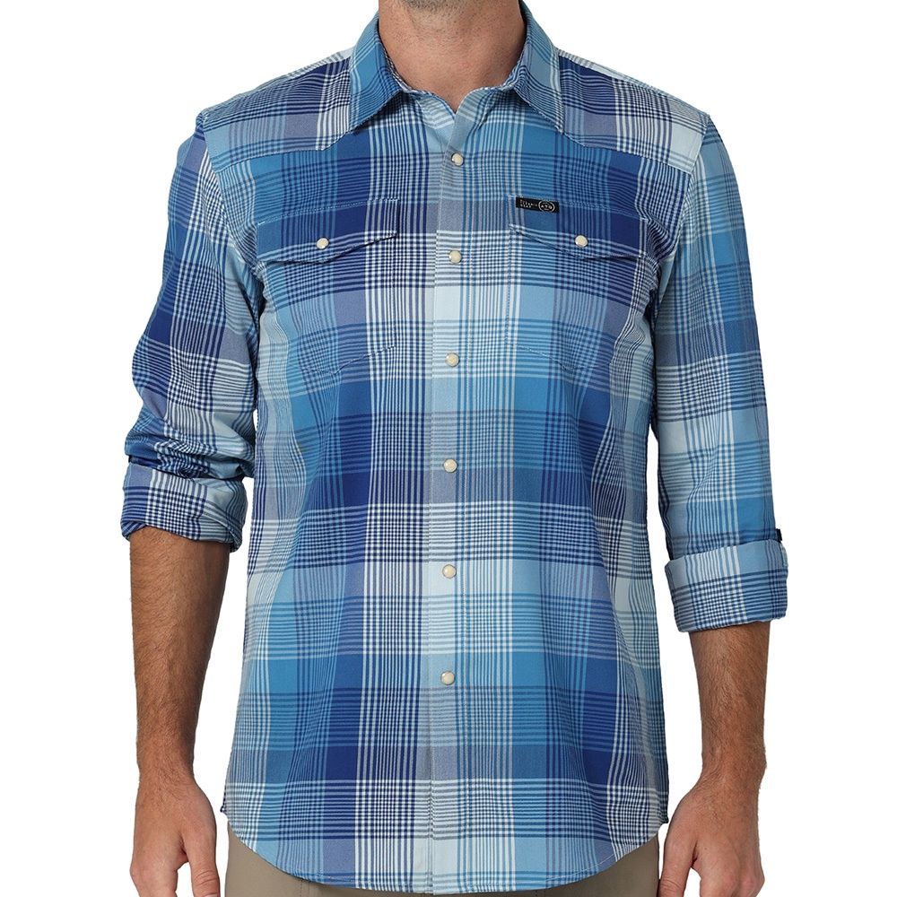 ATG By Wrangler Men&#39;s Western Plaid Shirt in Sodalite Blue