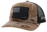 &quot;Liberty Roper&quot; Hooey Camo / Black 6-Panel Trucker with Black / Grey Rectangle Patch