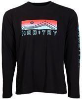 &quot;Dusk&quot; Habitat Black Long Sleeve Bamboo Shirt with Logo on Chest and on Sleeve