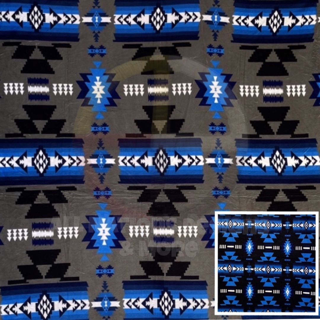 All Nations Design Full Size Grey Neo-Traditional Blanket