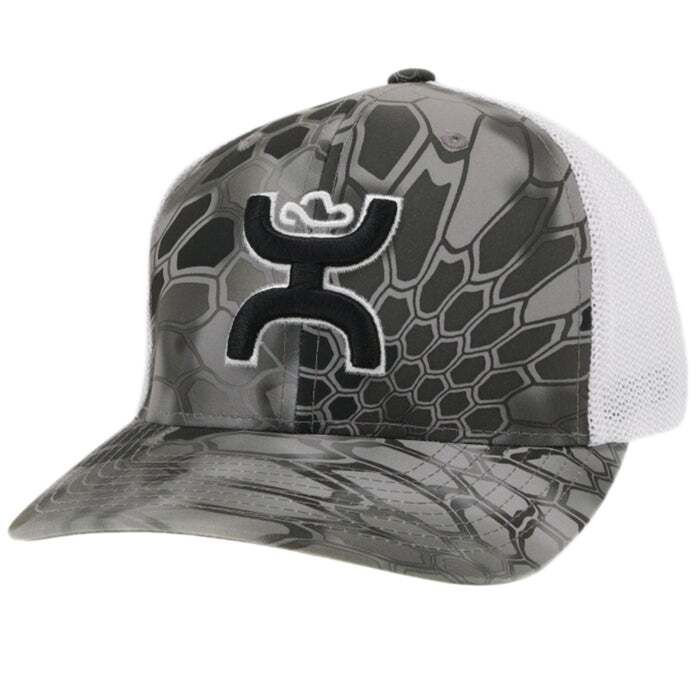 &quot;Bass&quot; Hooey Grey / White 5-Panel Flexfit with Black / White Hooey Logo