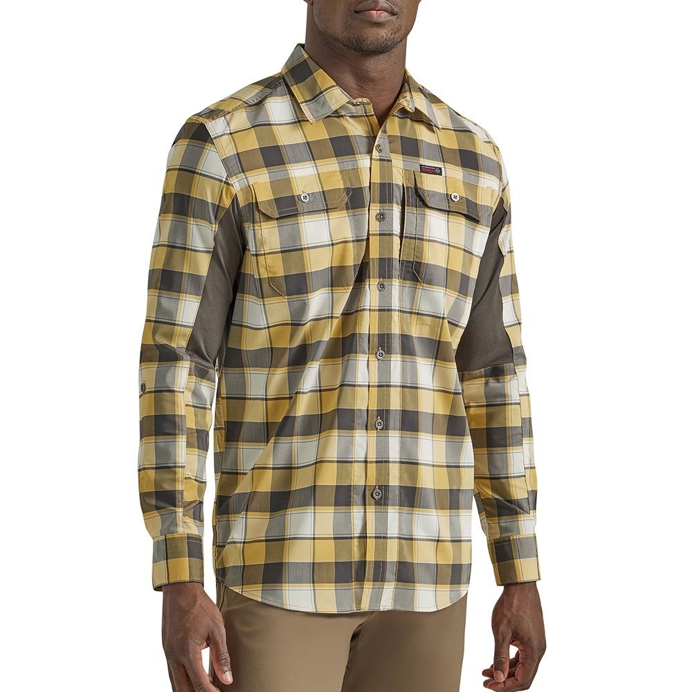 ATG By Wrangler Plaid Mixed Material Shirt Travertine 112339392