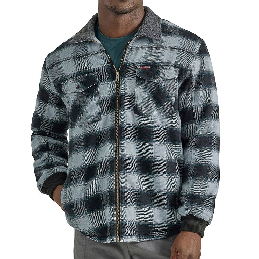 ATG By Wrangler Men&#39;s Sherpa Lined Flannel Shirt Jacket Smoke