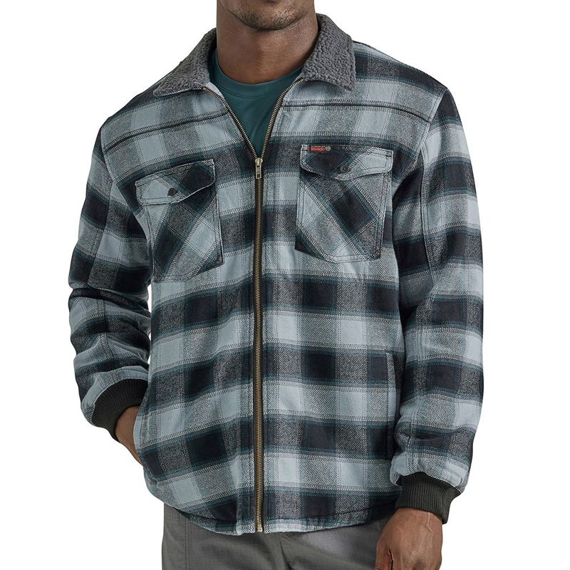 ATG By Wrangler Men&#39;s Sherpa Lined Flannel Shirt Jacket Smoke