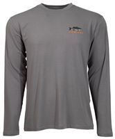 ‚ÄúBass‚Äù Habitat Grey Long Sleeve Bamboo Shirt with a Bass Fish on the Back