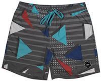 &quot;Rocker Steiner&quot; Hooey Men&#39;s Shorts Charcoal Volley Board Shorts with All Over Geometric Pattern Charcoal Waistband