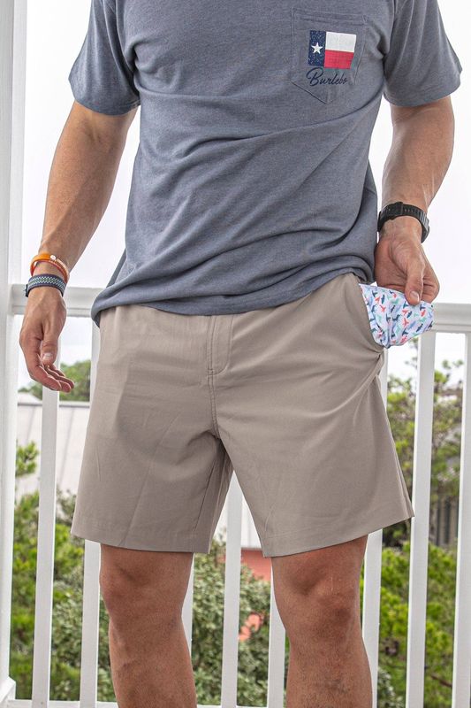 Burlebo Men's Everyday Shorts - Cobblestone  7" -