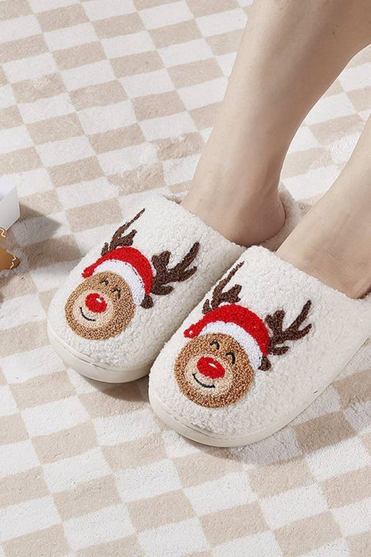 Christmas Deer Knit Fluffy Slippers MMD030