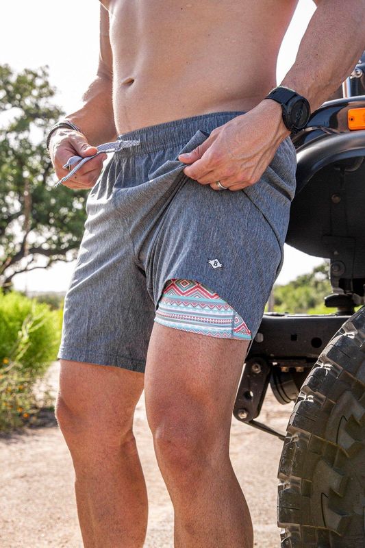 Burlebo Athletic Shorts - Grizzly Gray - Aztec