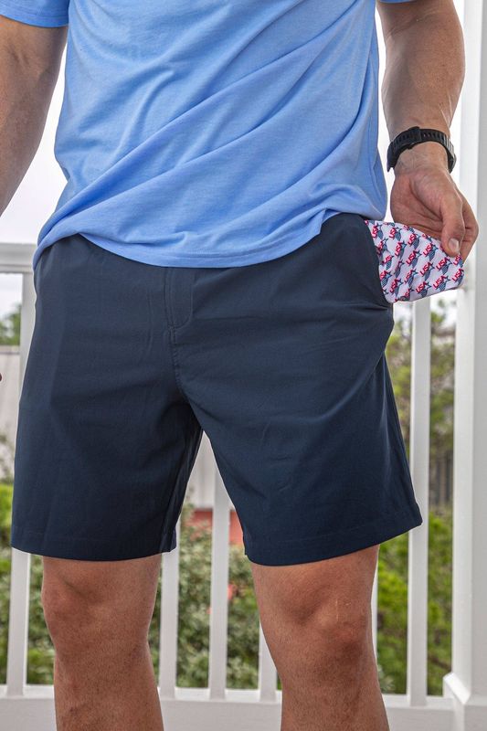 Burlebo Everyday Shorts - Deep Water Navy - Retro USA Star Pocket