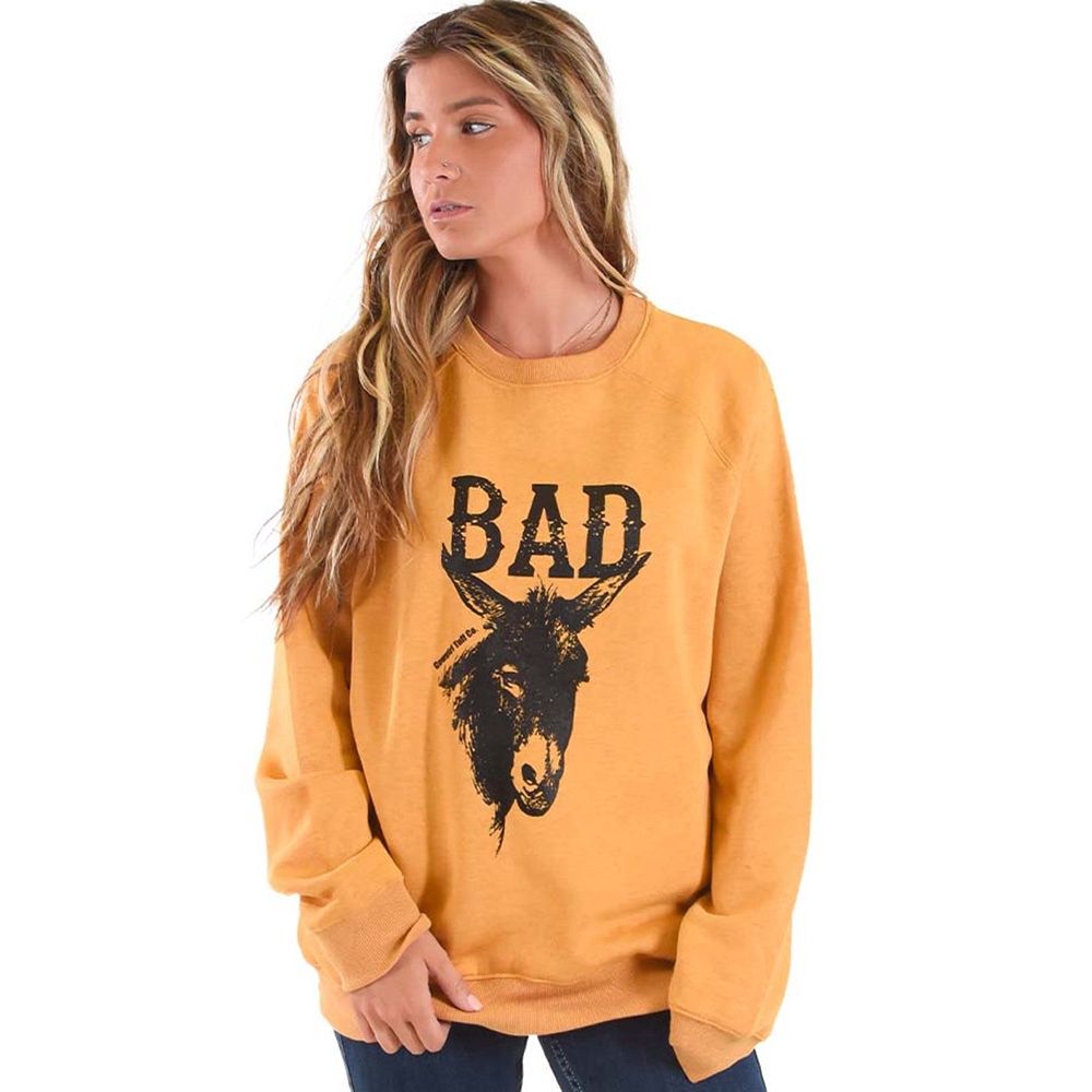 Cowgirl Tuff Bad A$$ Print Crew-Neck Sweatshirt