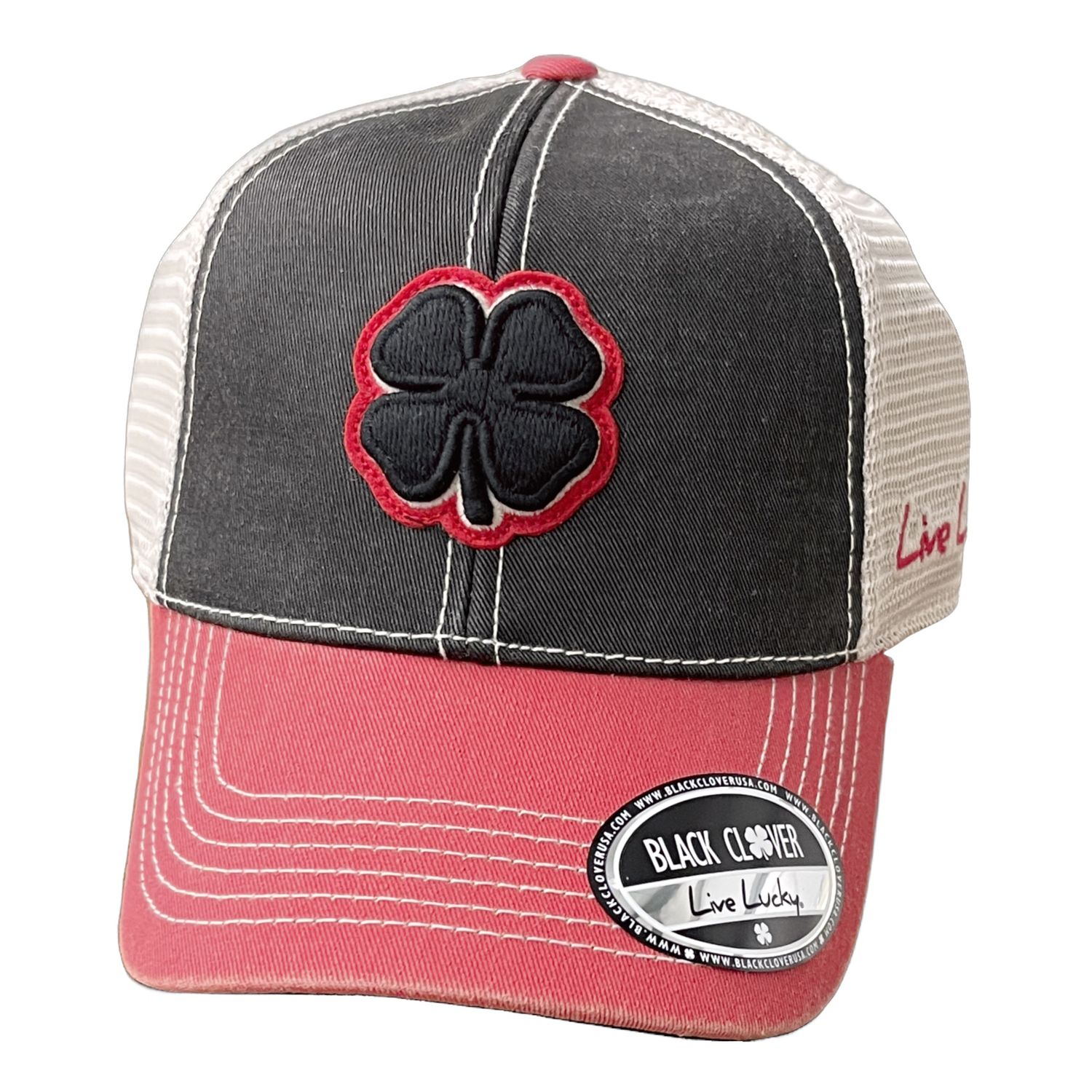 Black Clover Two Tone Vintage 4 Snapback Black Red Black