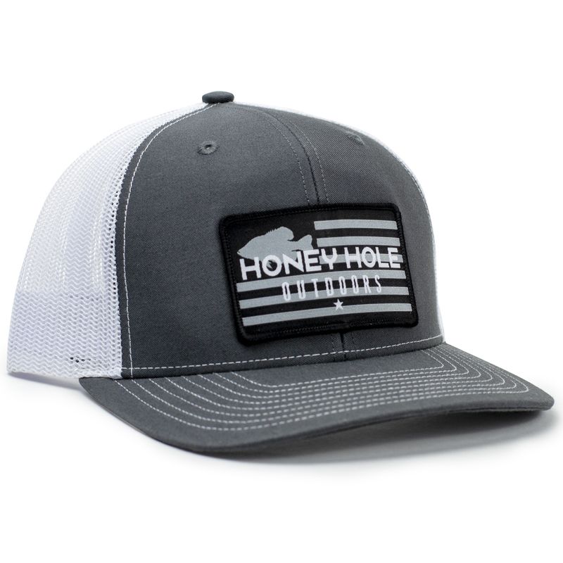Honey Hole Outdoors Snapback Grey Flag Charcoal/White Cap