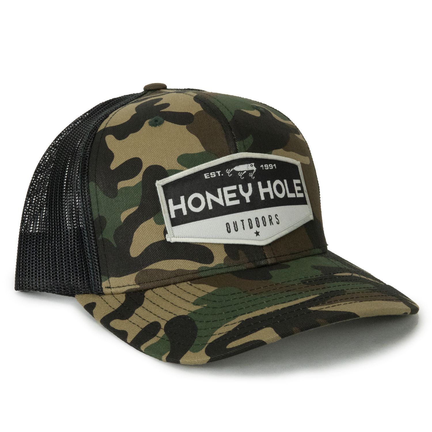 Honey Hole Outdoors Snapback Grey OG Hex Army Black