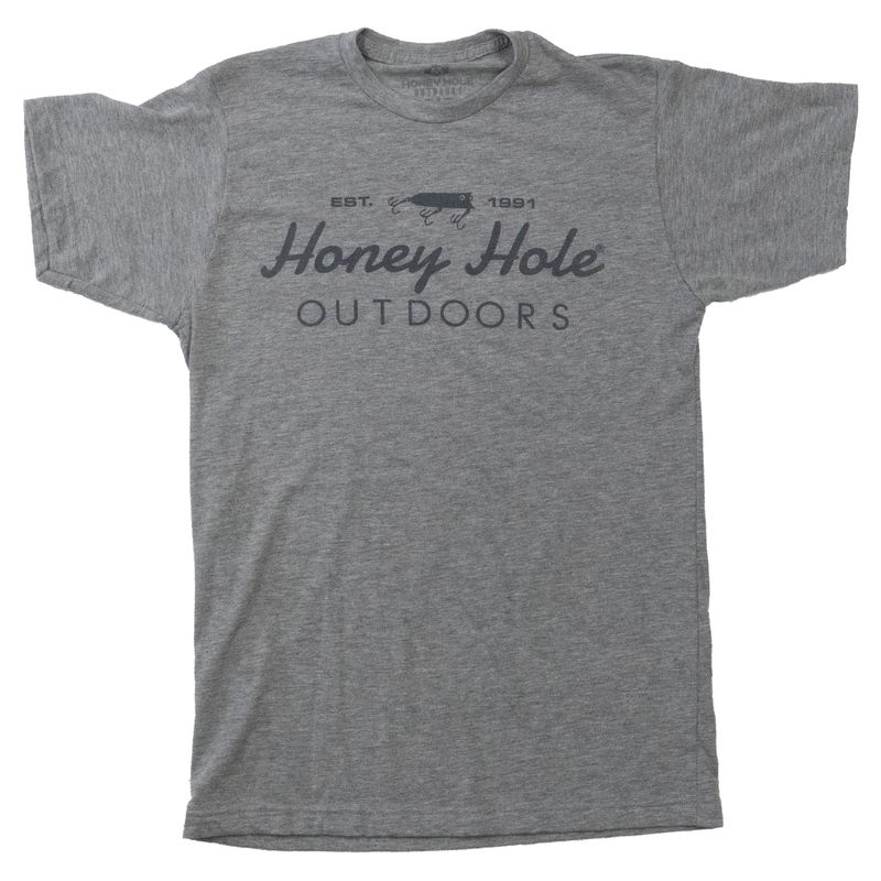 Honey Hole Outdoors Short Sleeve T-Shirt OG Cursive Heather Grey