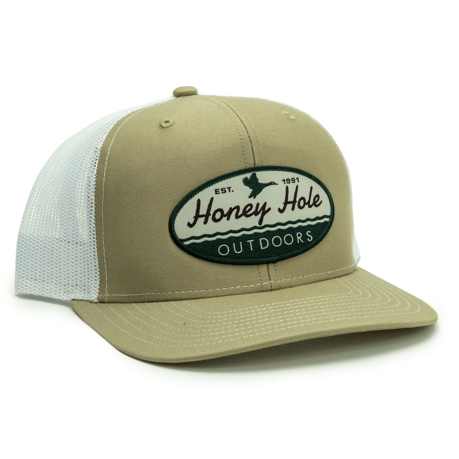 Honey Hole Outdoors Snapback Oval Duck Khaki White